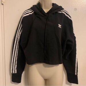 adidas Black Hoodie with White Trefoil and Stripes 100% cotton size women’s Sm